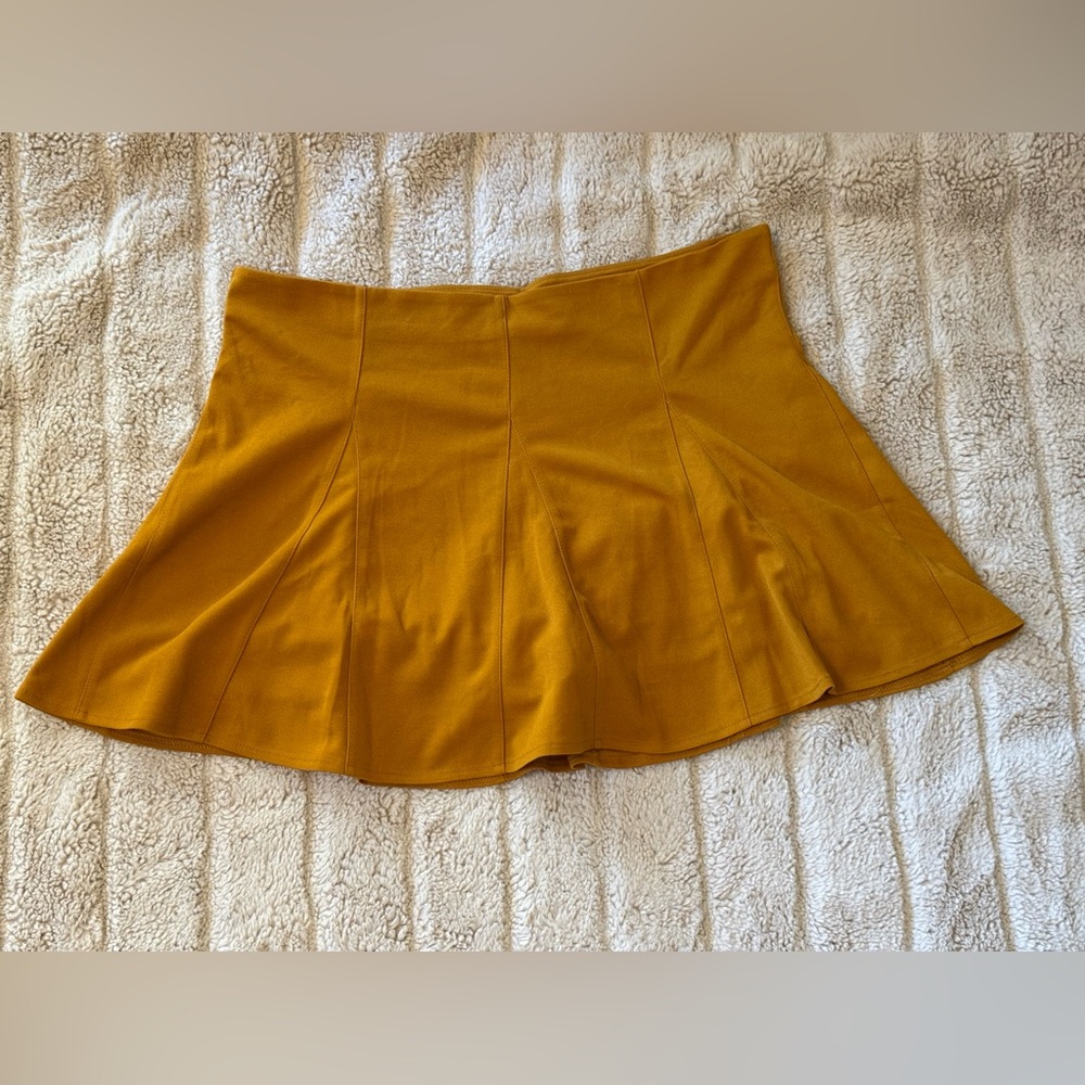 Fashion Nova Mustard Flared Circle Skirt